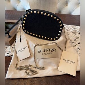 Valentino Garavani Mini Rockstud Leather Crossbody in Black/Gold - New with Tags